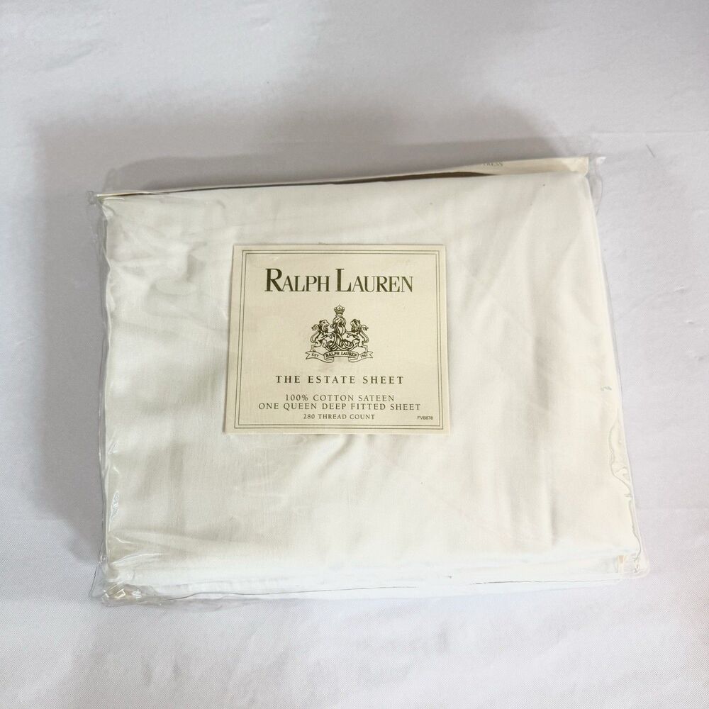 Ralph Lauren The Estate Sheet 280 Sateen Cotton Queen Deep Fitted Gardenia White